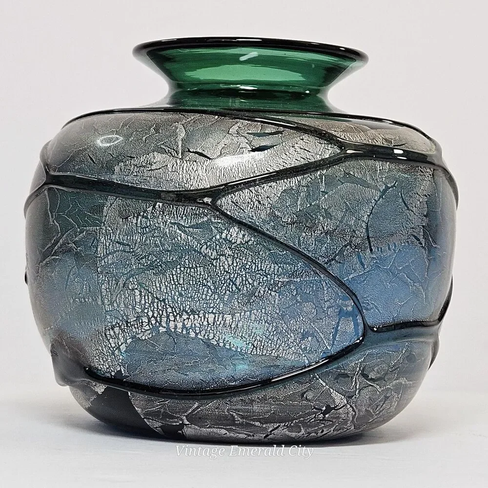 Vtg Verrerie La Mailloche Quebec Handmade Art Glass Vase 4